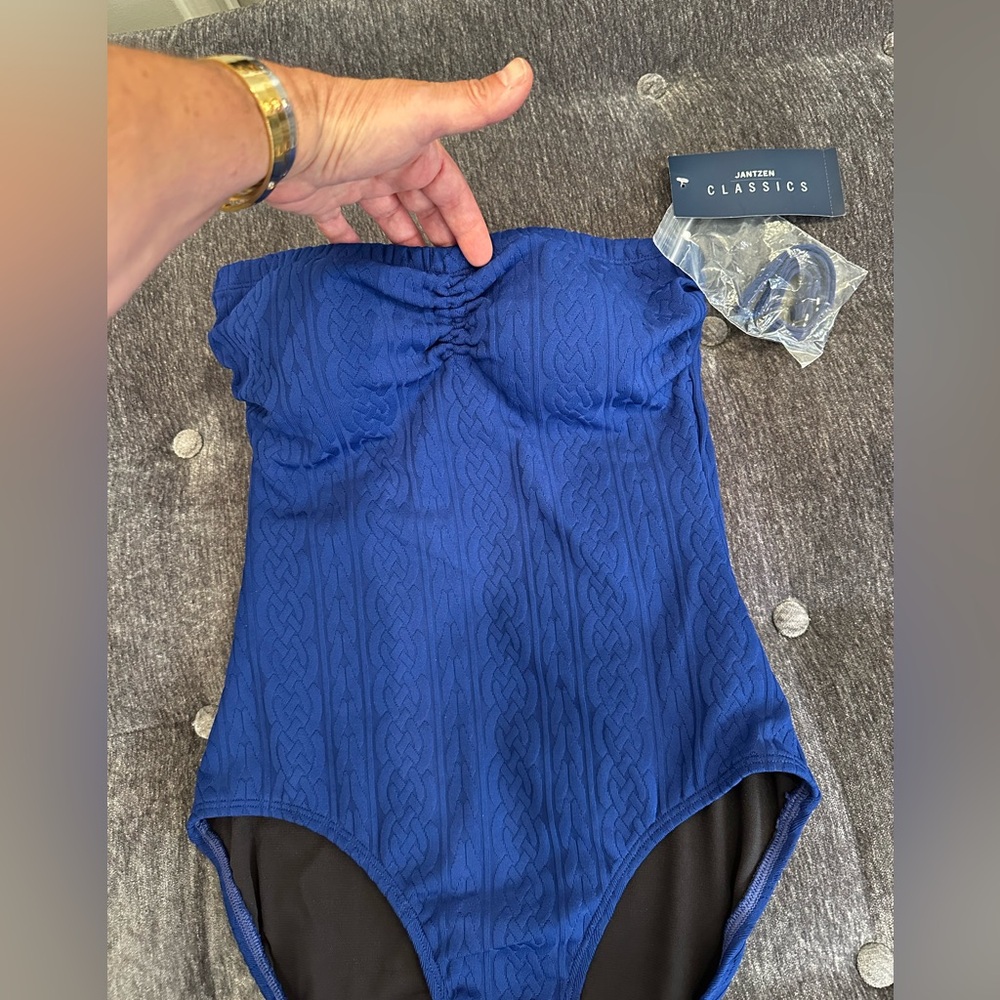 NWT summer beach vacation Jantzen Classics bandeau rope one piece swimsuit - Picture 6 of 11